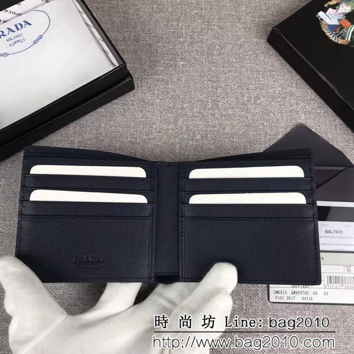 PRADA普拉達 官網同步 專櫃最新款 十字紋牛皮 男士短款錢夾 2M0513 DD1887
